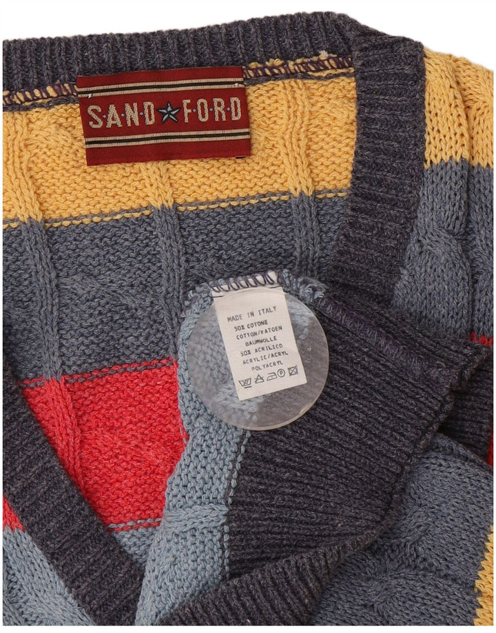 Canottiera vintage da uomo canotta grande in cotone a righe multicolori