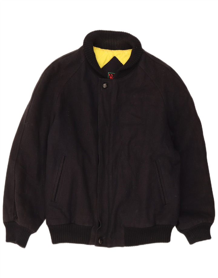 Giacca a vento bomber da uomo vintage IT 52 XL lana nera