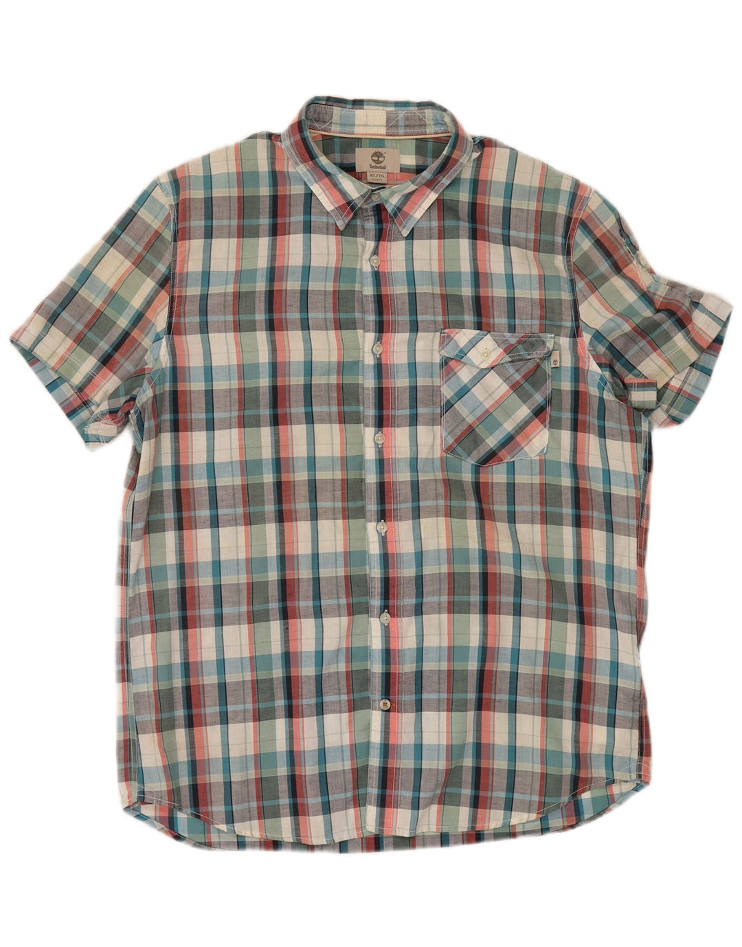 TIMBERLAND Camicia a maniche corte slim fit da uomo XL in cotone a quadri multicolore