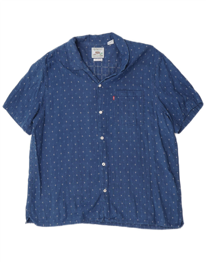 Camicia a maniche corte rilassata da uomo Levi's XL in cotone maculato blu