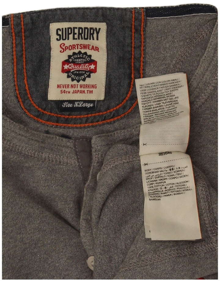 Maglia da uomo a maniche lunghe XL Superdry in cotone grigio