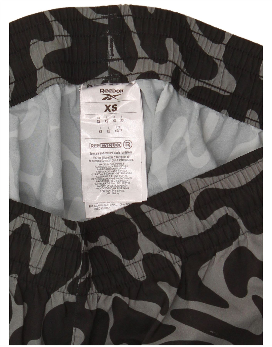 Pantaloncini sportivi Reebok da uomo XS in poliestere mimetico nero