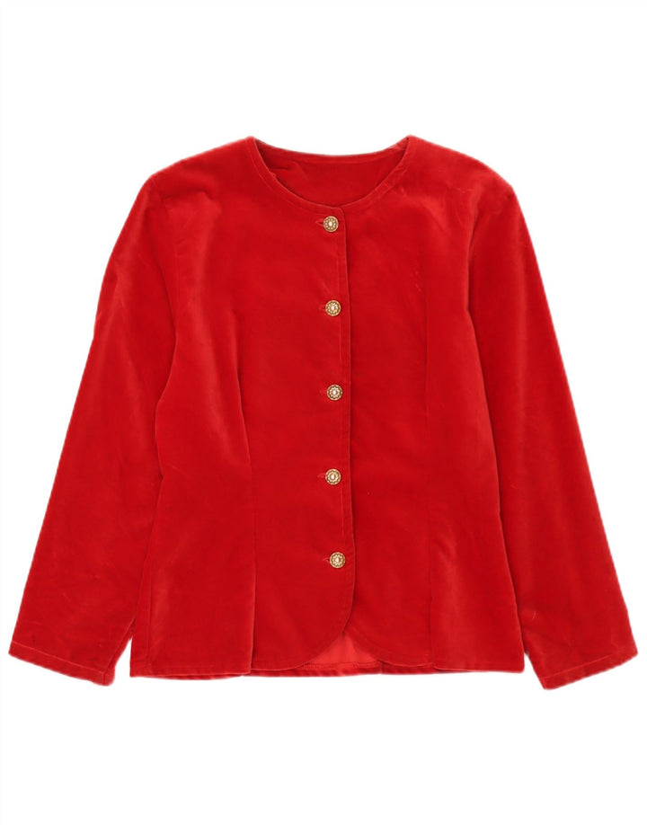 Giacca vintage da donna in velluto a 5 bottoni in velluto UK 10 piccola in cotone rosso