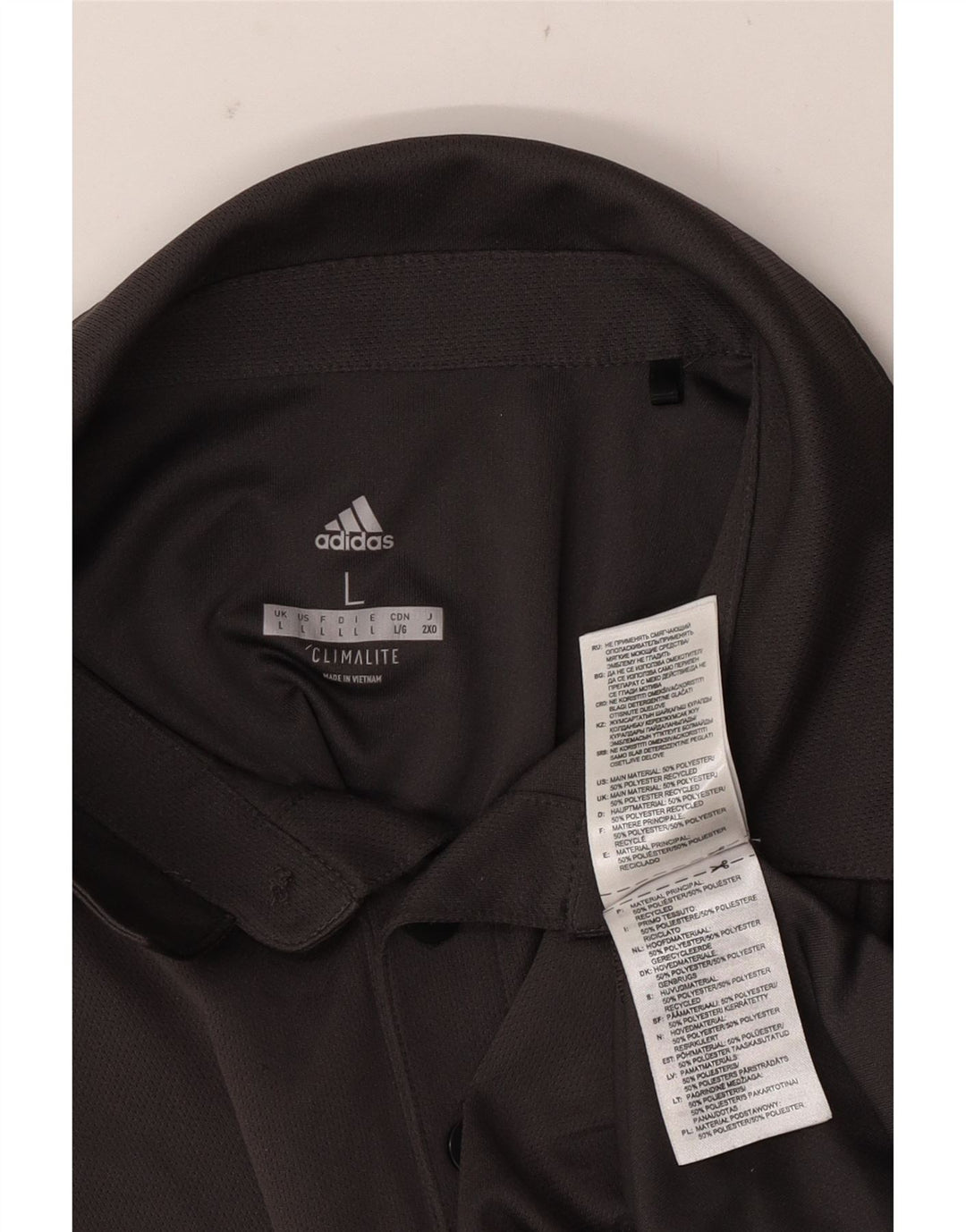 Polo ADIDAS da uomo Climalite grande in poliestere grigio