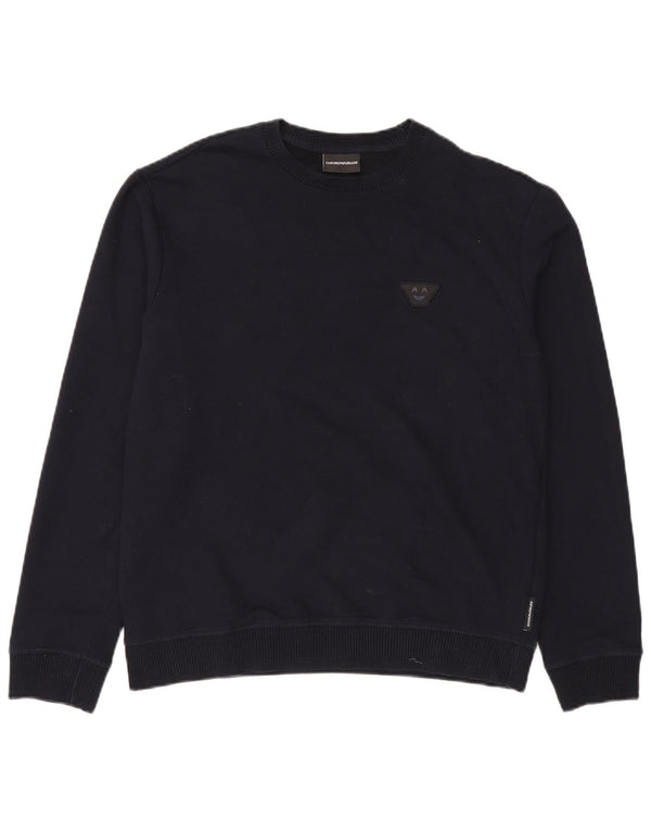 Felpa da donna Emporio Armani maglione UK 18 XL cotone blu navy