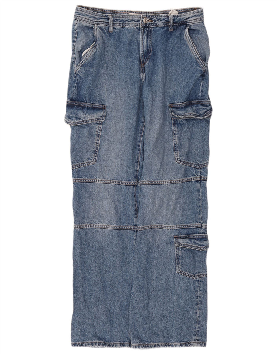 Jeans dritti cargo da donna Zara EU 40 medio W30 L31 cotone blu