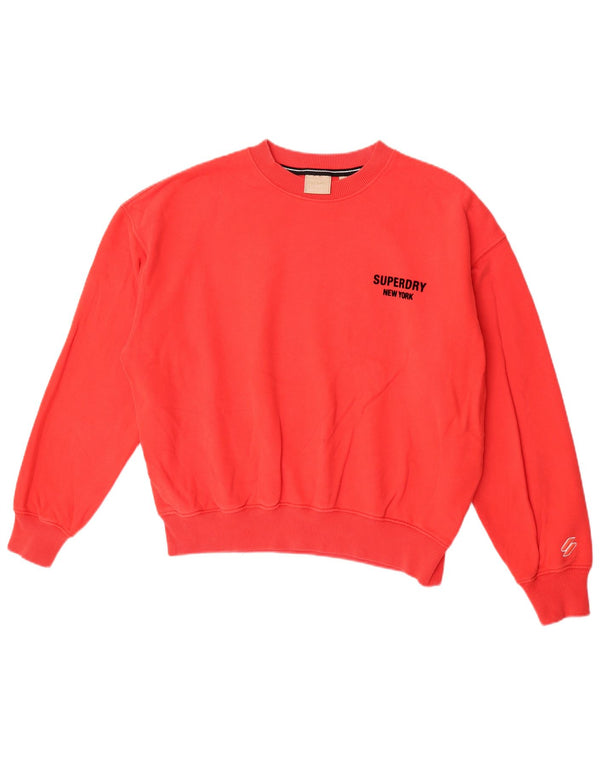 Felpa oversize da donna Superdry Maglione UK 14 Large Rosso Cotone