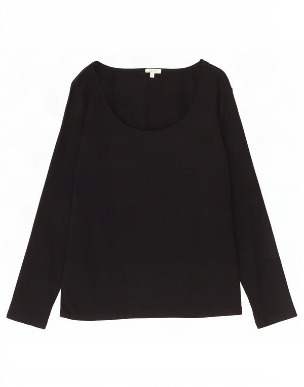 Jigsaw Top da donna a maniche lunghe UK 10 piccolo cotone nero