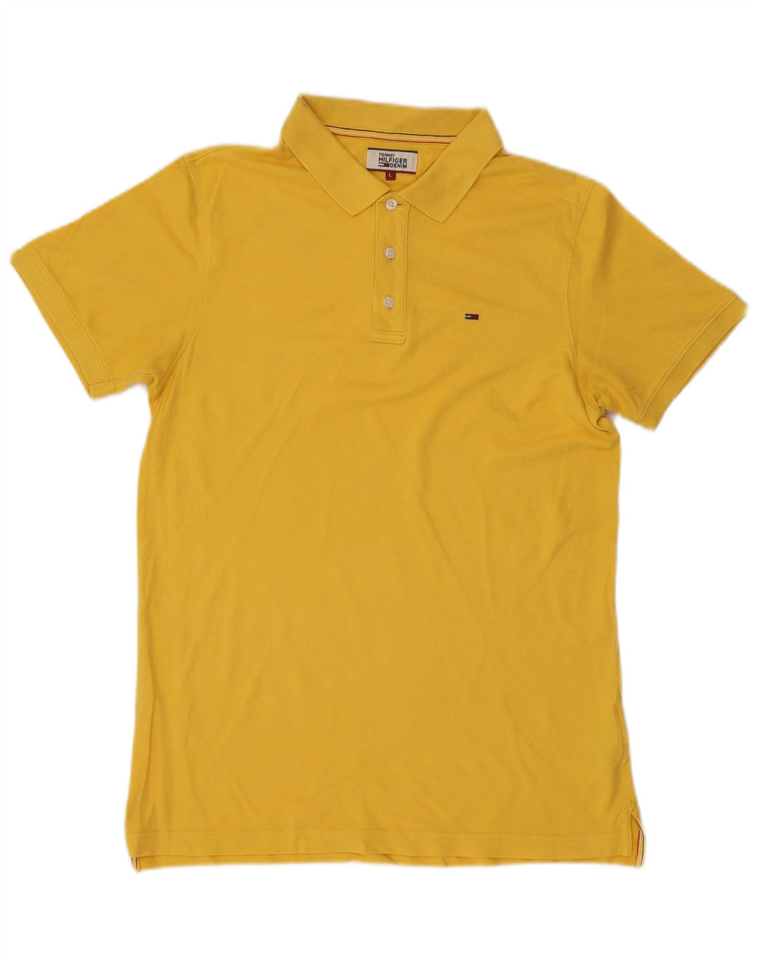 Polo da uomo Tommy Hilfiger grande in cotone giallo