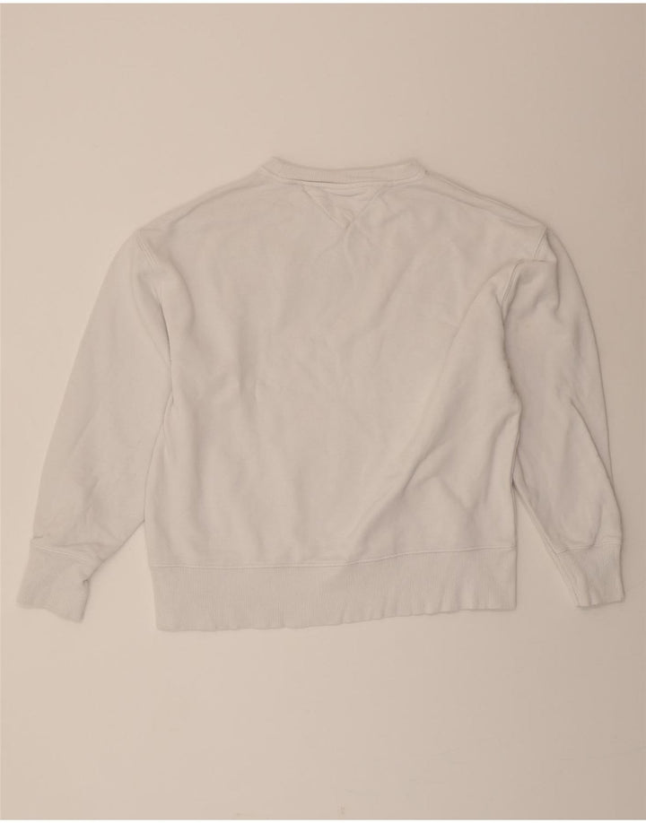 TOMMY HILFIGER Womens Oversized Sweatshirt Jumper UK 14 Medium White Vintage Tommy Hilfiger and Second-Hand Tommy Hilfiger from Messina Hembry 
