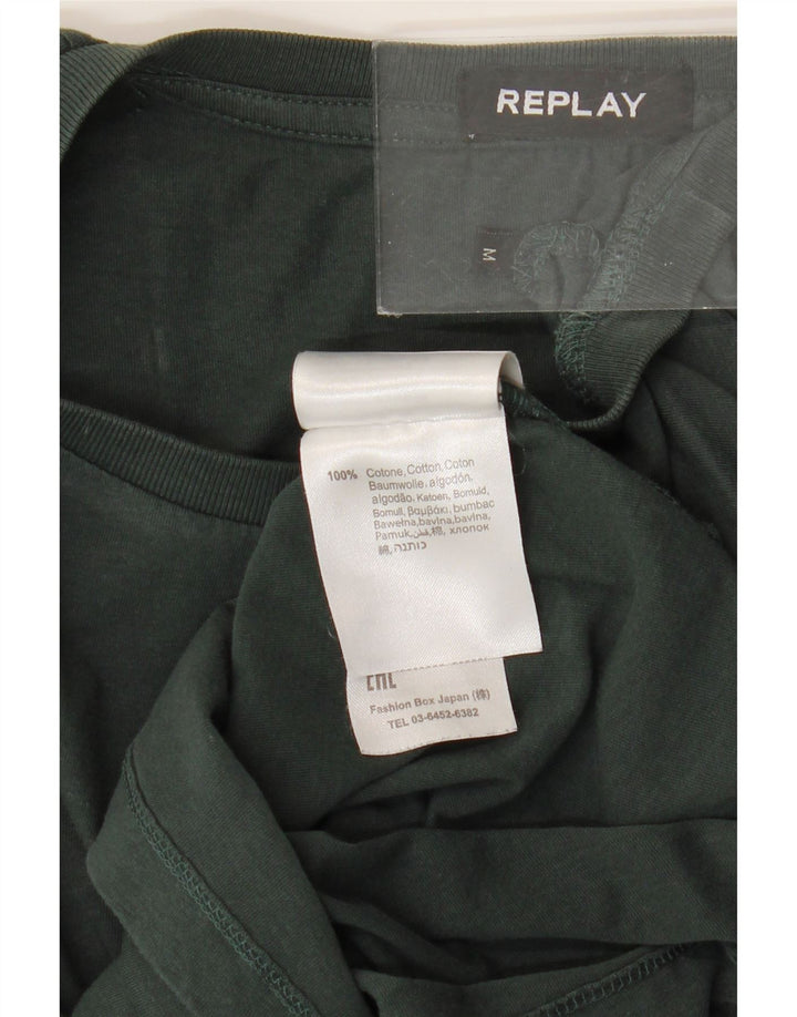 T-shirt da uomo Replay Top in cotone verde medio