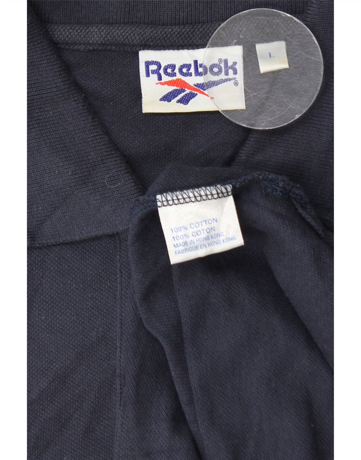 Polo Reebok da uomo grande in cotone blu navy