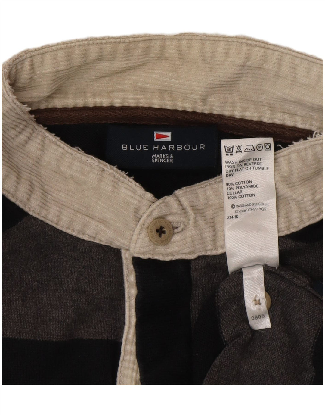 Marks & Spencer maglione da uomo con collo a polo blu Harbour grande grigio