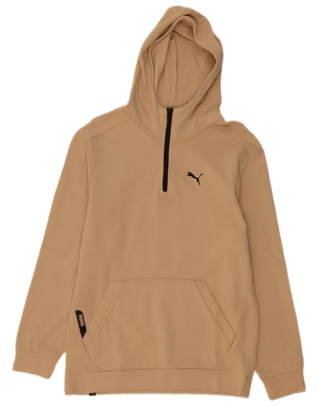 Felpa con cappuccio da uomo Puma con zip e collo, piccola, in cotone beige