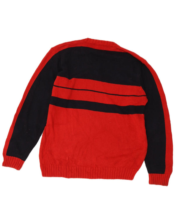 Maglione Kappa da uomo con scollo a V, cotone color block rosso medio