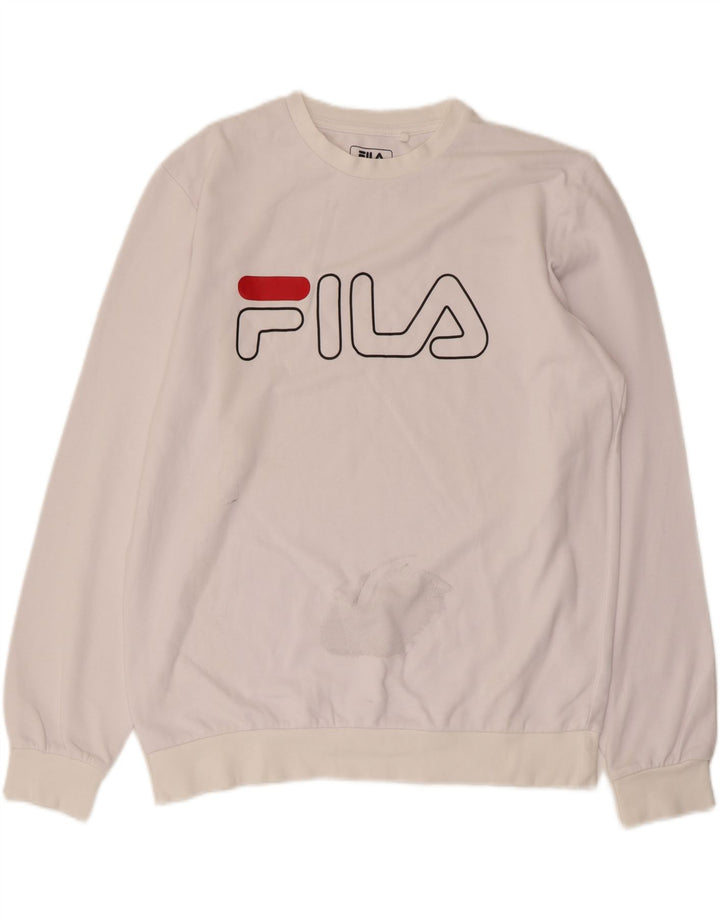 FILA Felpa grafica da uomo Maglione grande cotone bianco