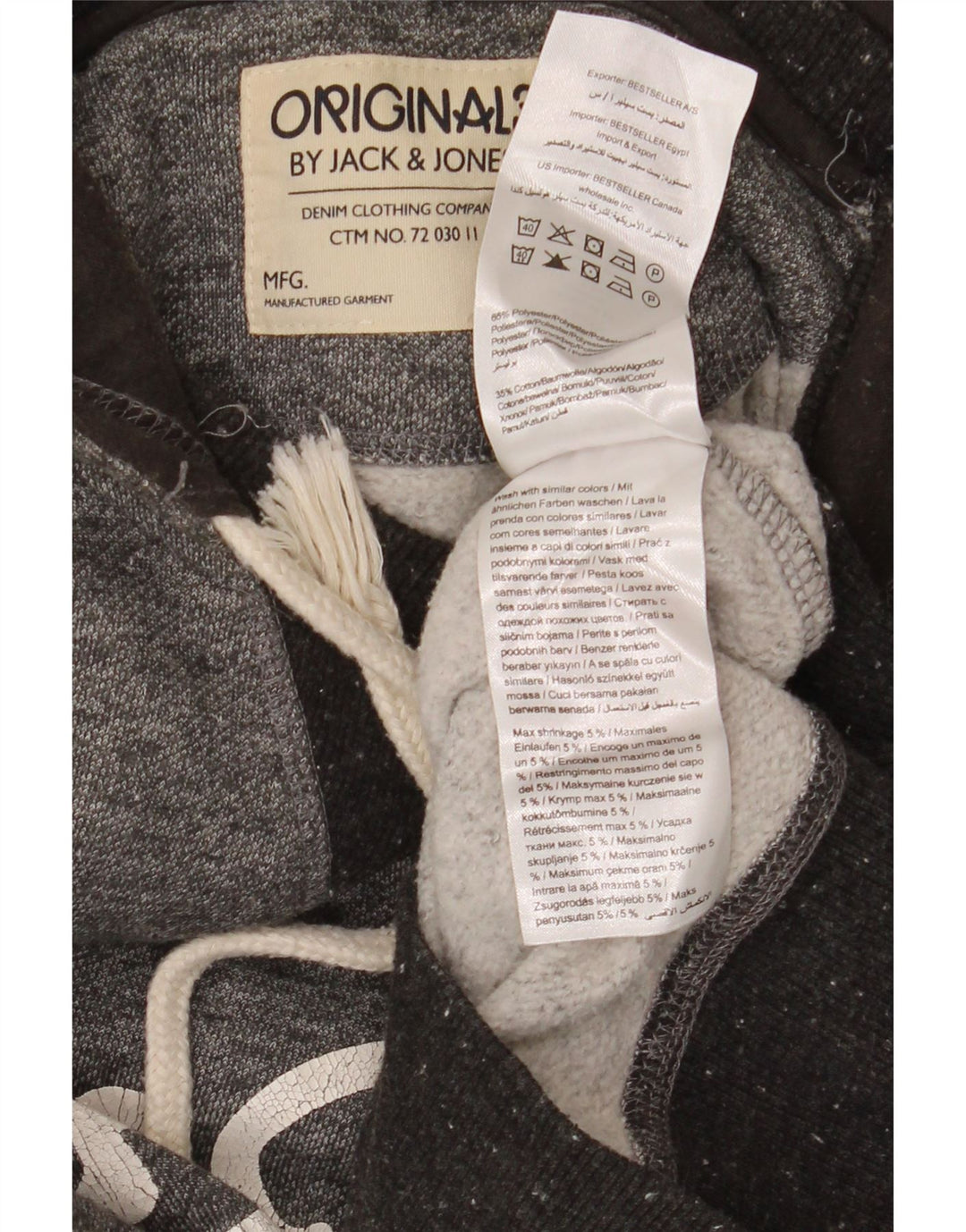 Maglione con cappuccio grafico da uomo Jack & Jones Poliestere chiazzato grigio medio