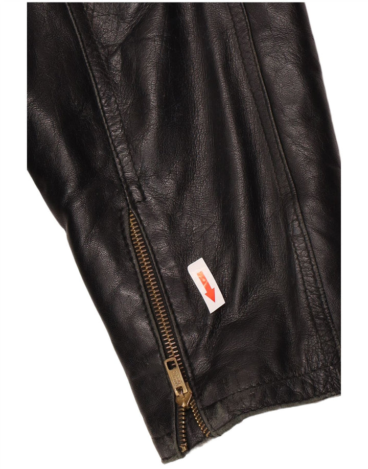 Giacca in pelle vintage da uomo UK 36 piccola in pelle nera