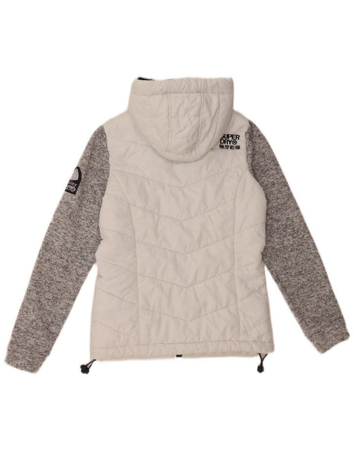 Giacca imbottita con cappuccio da donna Superdry UK 8 Small White Colourblock