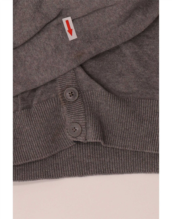 Crew Clothing Maglione cardigan da uomo in cotone grigio medio