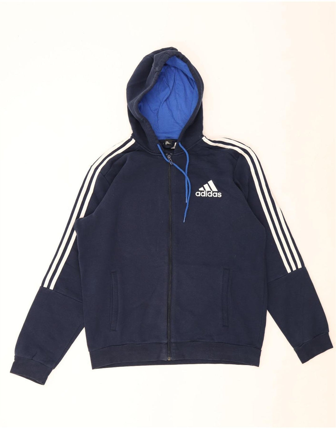 Maglione con cappuccio e zip Adidas da uomo grande blu navy