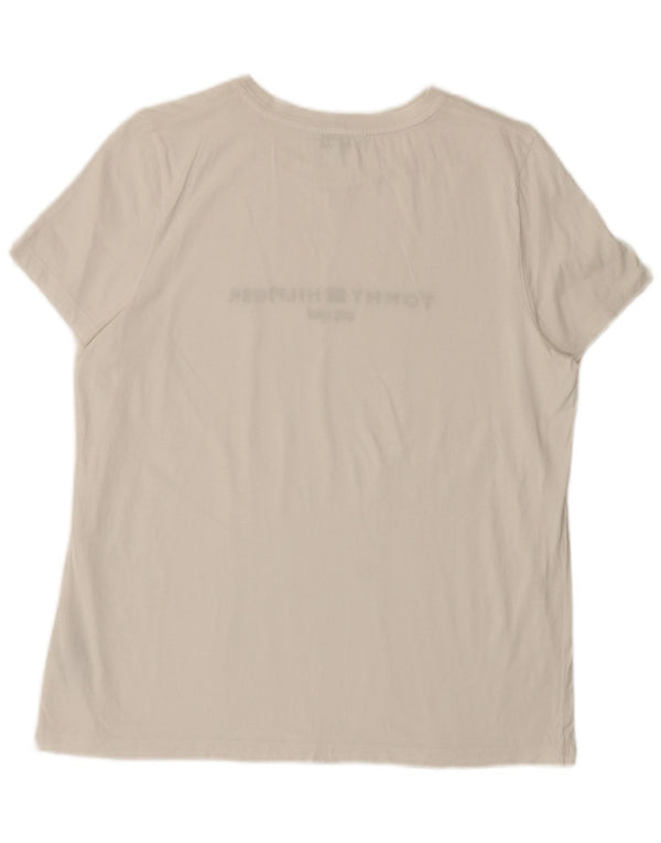 T-shirt grafica da donna Tommy Hilfiger Top UK 20 2XL cotone bianco
