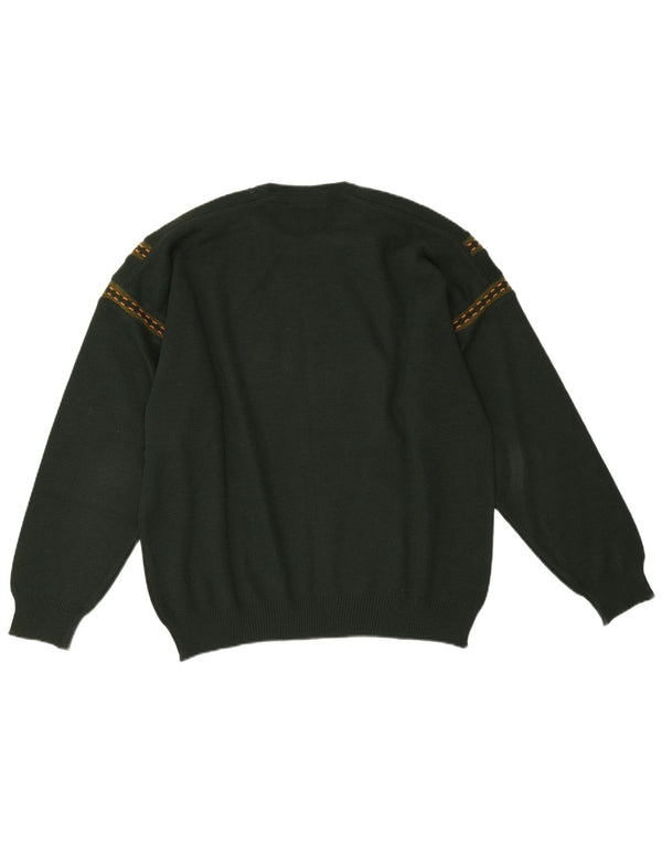 Maglione maglione girocollo con grafica da uomo Navigare, lana verde grande