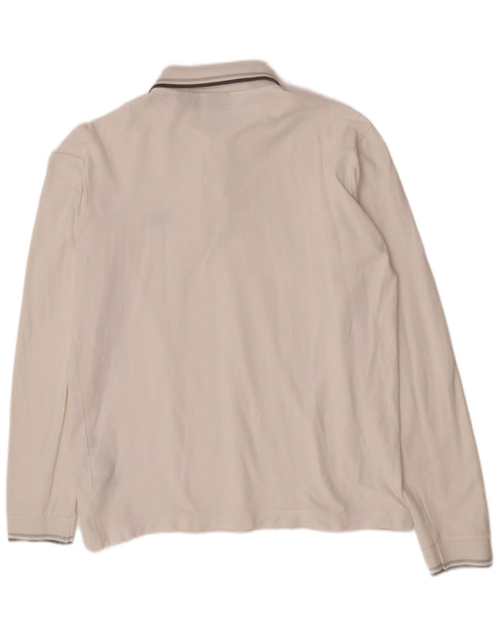 Polo da uomo a maniche lunghe Fila Large in cotone bianco