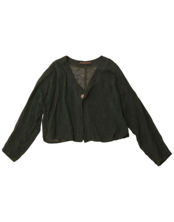 Top cardigan corto da donna VINTAGE UK 16 grande cotone verde