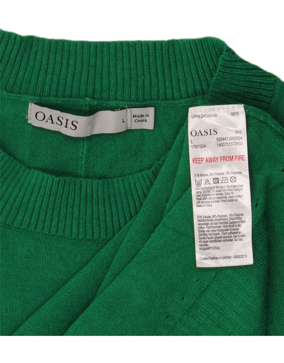 Maglione maglione girocollo oversize da donna Oasis UK 16 Large Green Viscosa