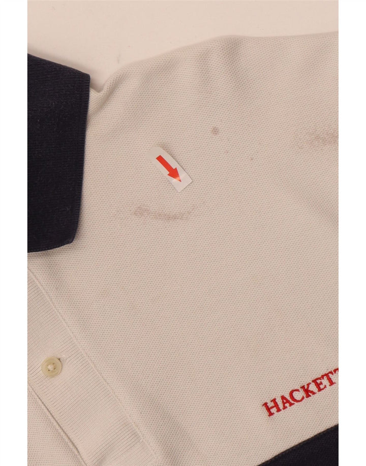 Polo da rugby da uomo Hackett in cotone color block bianco medio