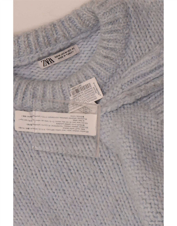 Maglione girocollo oversize da donna Zara UK 14 Acrilico blu medio