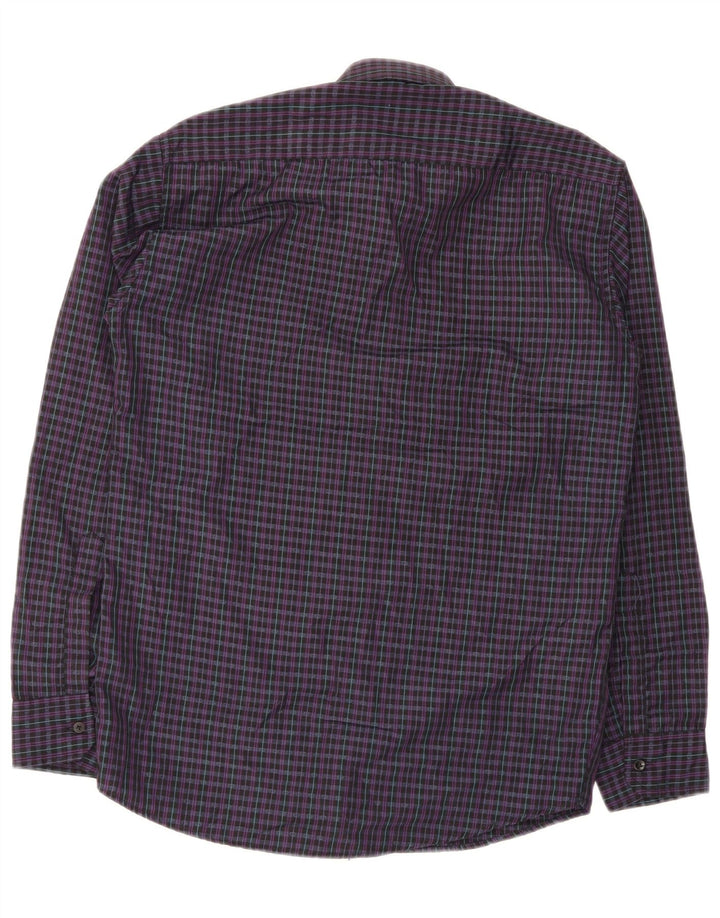 Camicia da uomo dalla vestibilità regolare Pierre Cardin taglia 15 a quadri viola medio