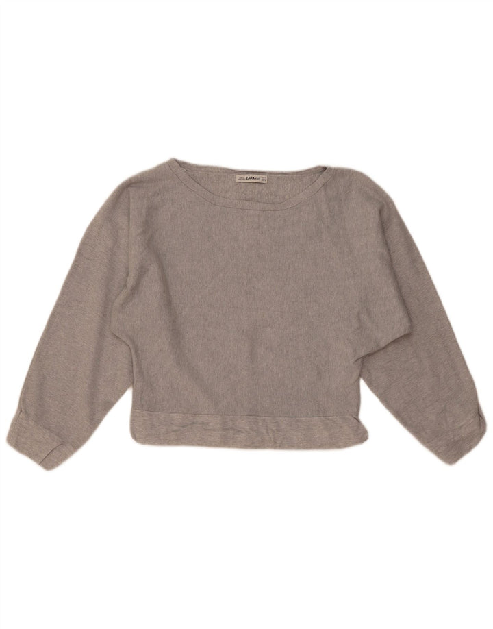 Felpa corta da donna Zara UK 14 Viscosa grigio medio