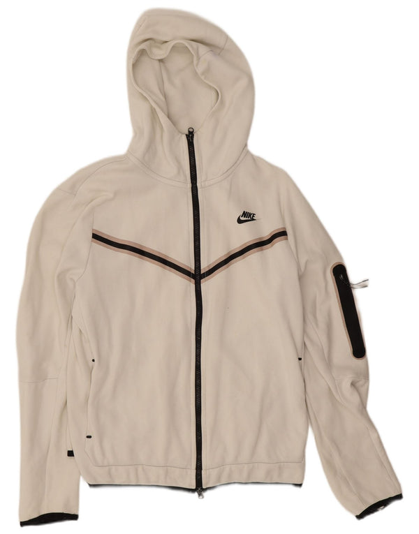 Felpa con cappuccio e zip da donna Nike UK 16 grande cotone color block bianco
