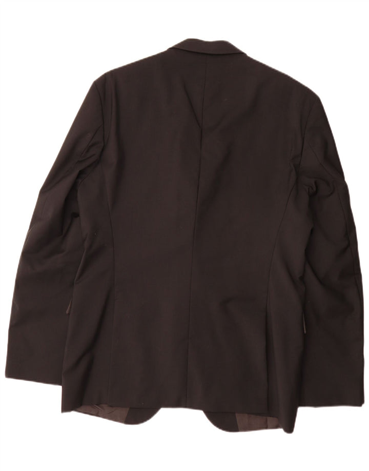 Giacca blazer da uomo a 2 bottoni Hugo Boss EU 52 grande lana vergine nera