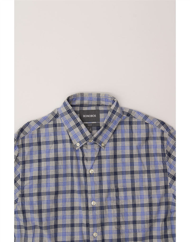 BONOBOS Mens Slim Fit Shirt Medium Purple Check Cotton Vintage BONOBOS and Second-Hand BONOBOS from Messina Hembry 