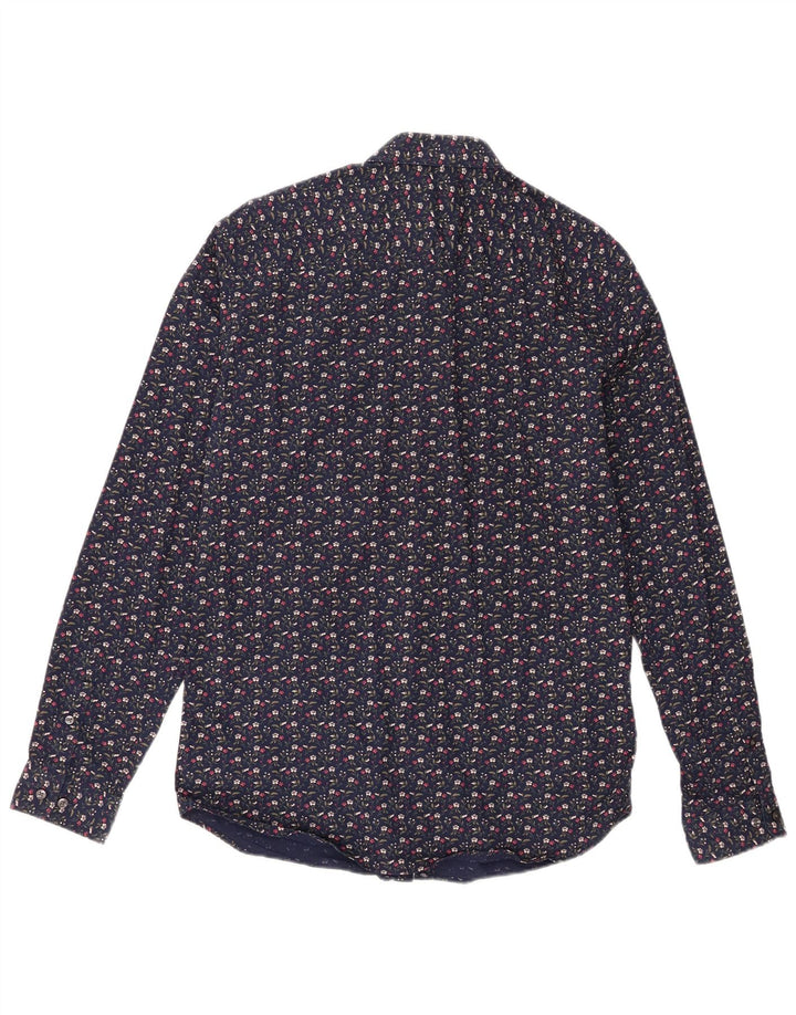 Camicia slim fit da uomo Jack & Jones in cotone floreale blu navy medio