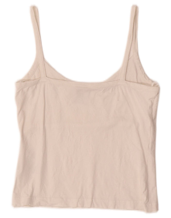 Top corto ADIDAS da donna UK 12 cotone bianco sporco medio