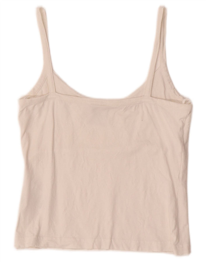 Top corto ADIDAS da donna UK 12 cotone bianco sporco medio