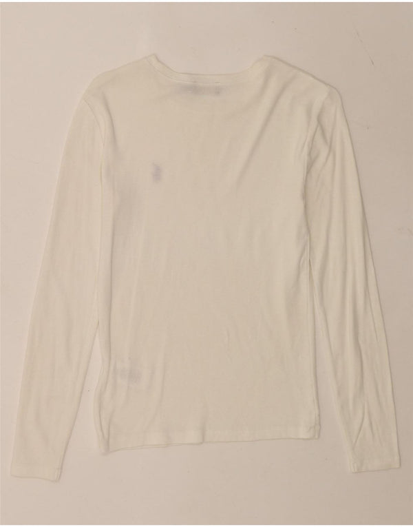 Polo Ralph Lauren Top da donna a maniche lunghe UK 8 Small in cotone bianco
