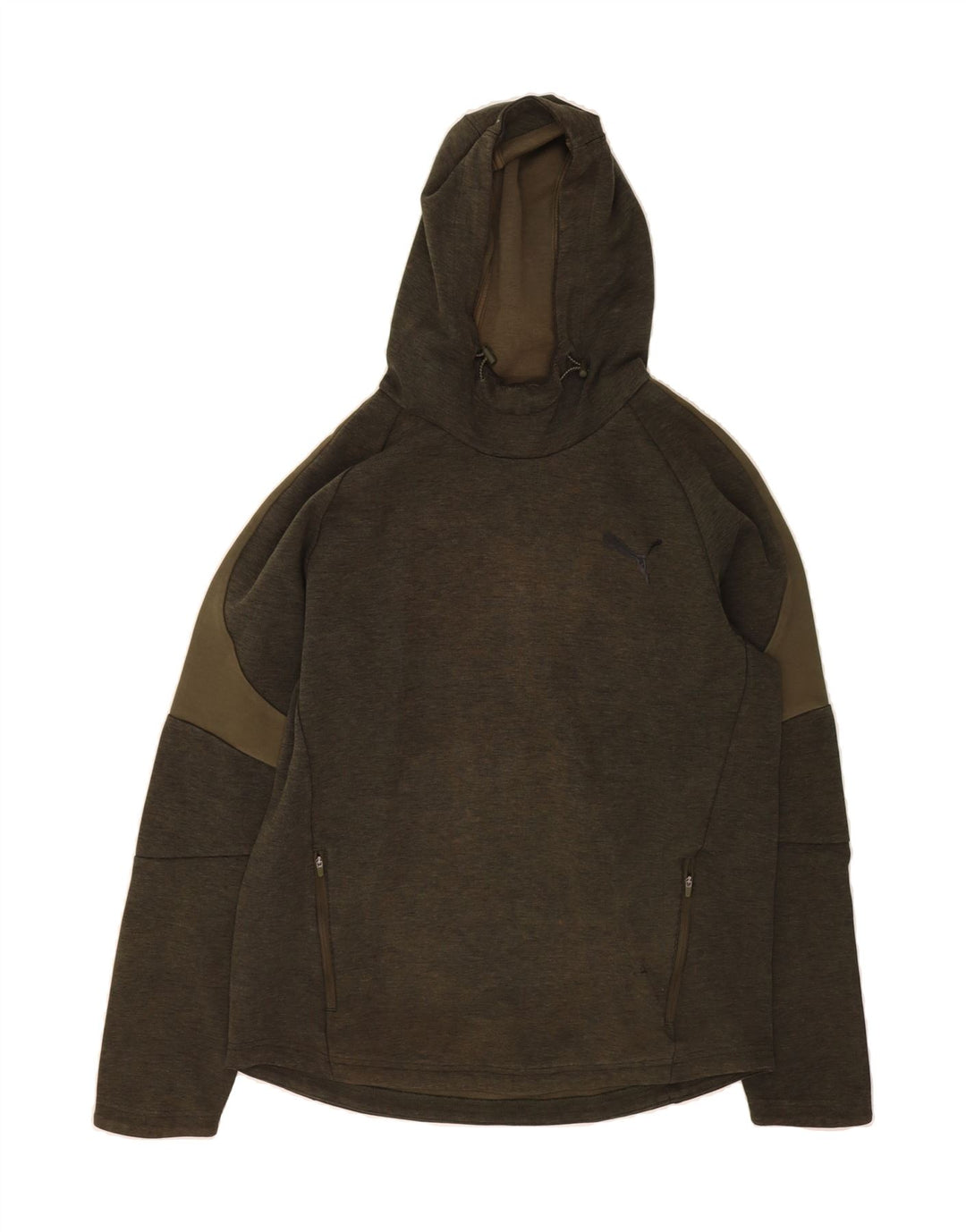 PUMA Mens Hoodie Jumper Large Khaki Cotton Vintage Puma and Second-Hand Puma from Messina Hembry 