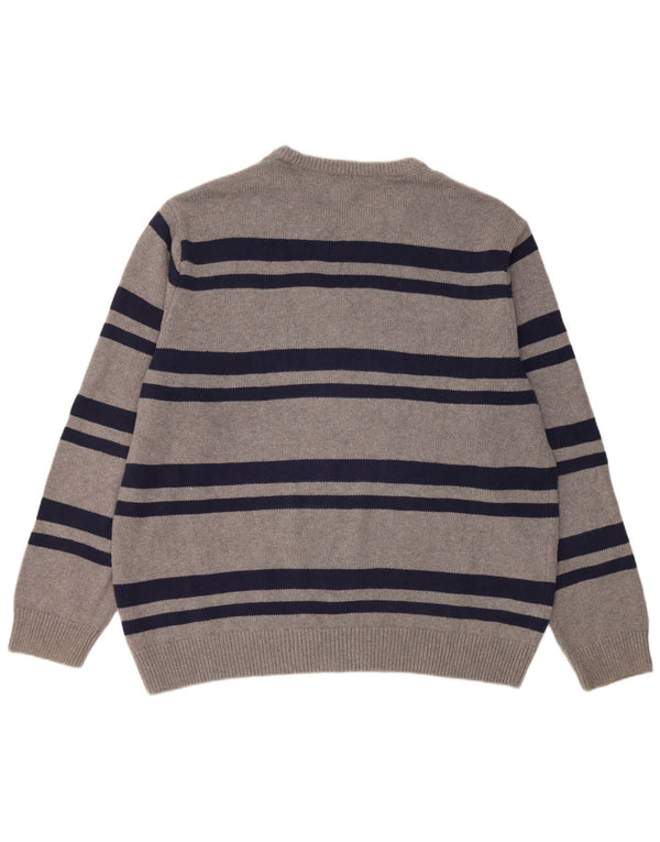 Maglione maglione girocollo da uomo Chaps 2XL cotone a righe grigie