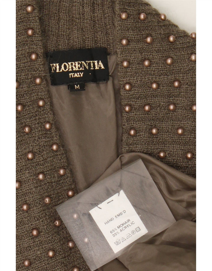 FLORENTIA Maglione cardigan oversize da donna UK 14 Marrone medio maculato