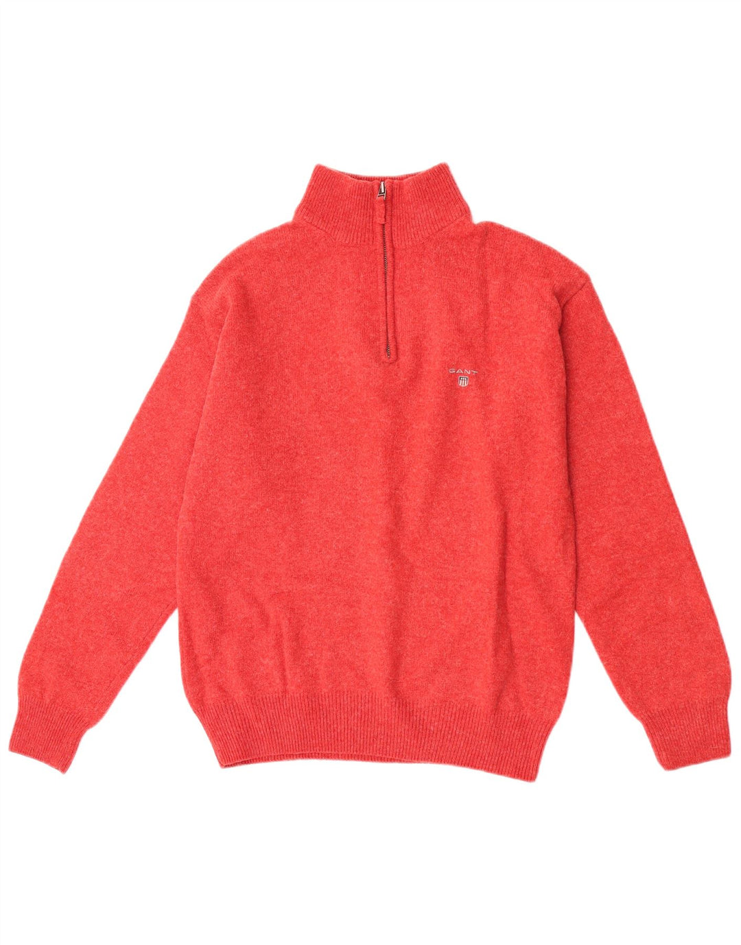 Gant Maglione da uomo con zip e collo in lana d'agnello rosso medio