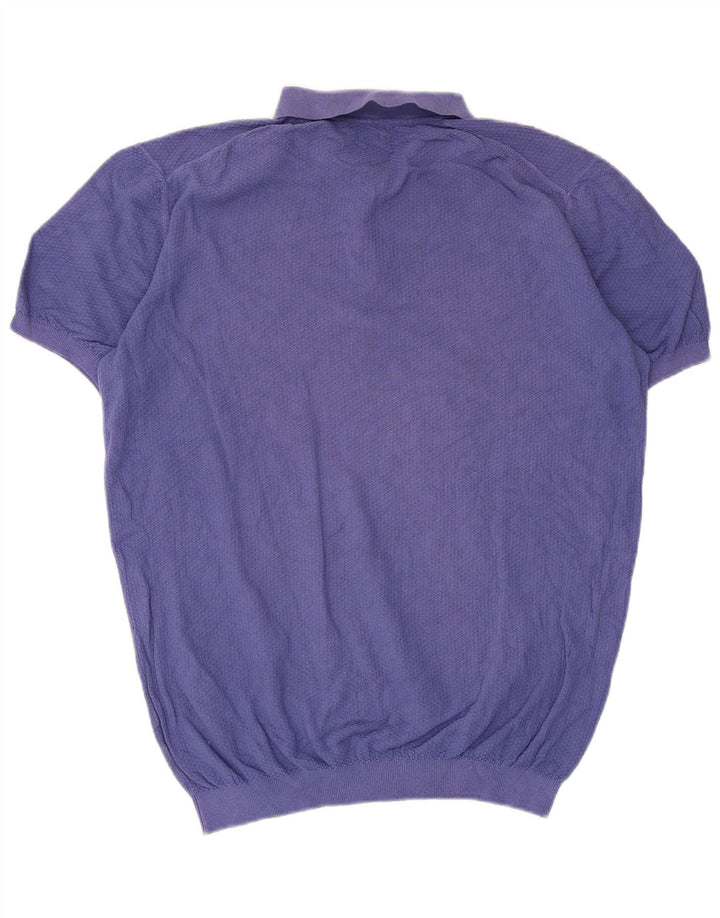 Massimo Dutti Maglione da uomo a maniche corte con collo a polo XL Blu