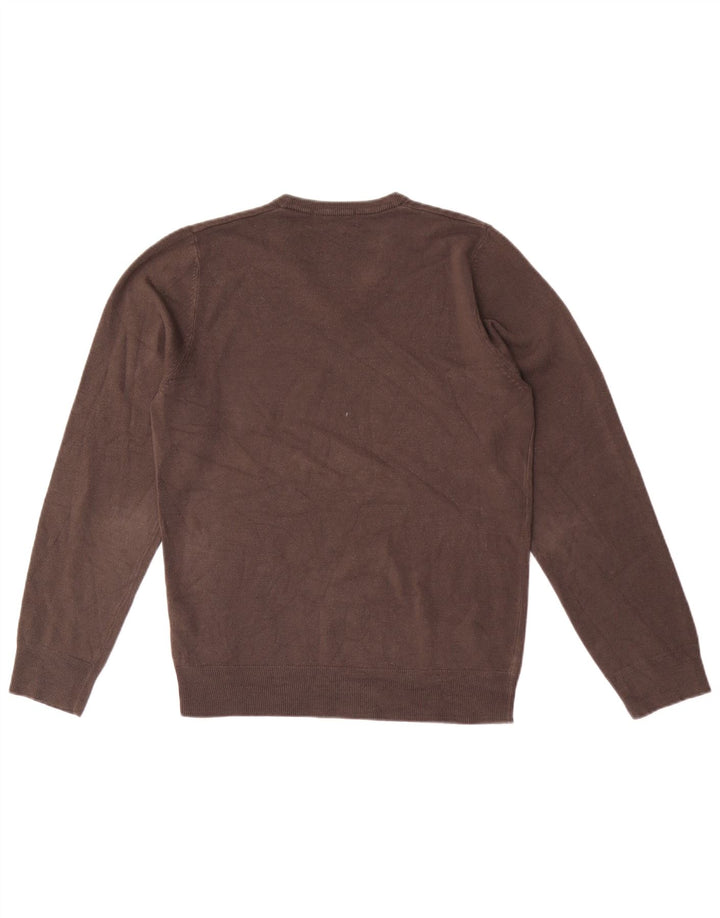 Maglione da uomo con scollo a V blu Harbour Marks & Spencer piccolo acrilico marrone