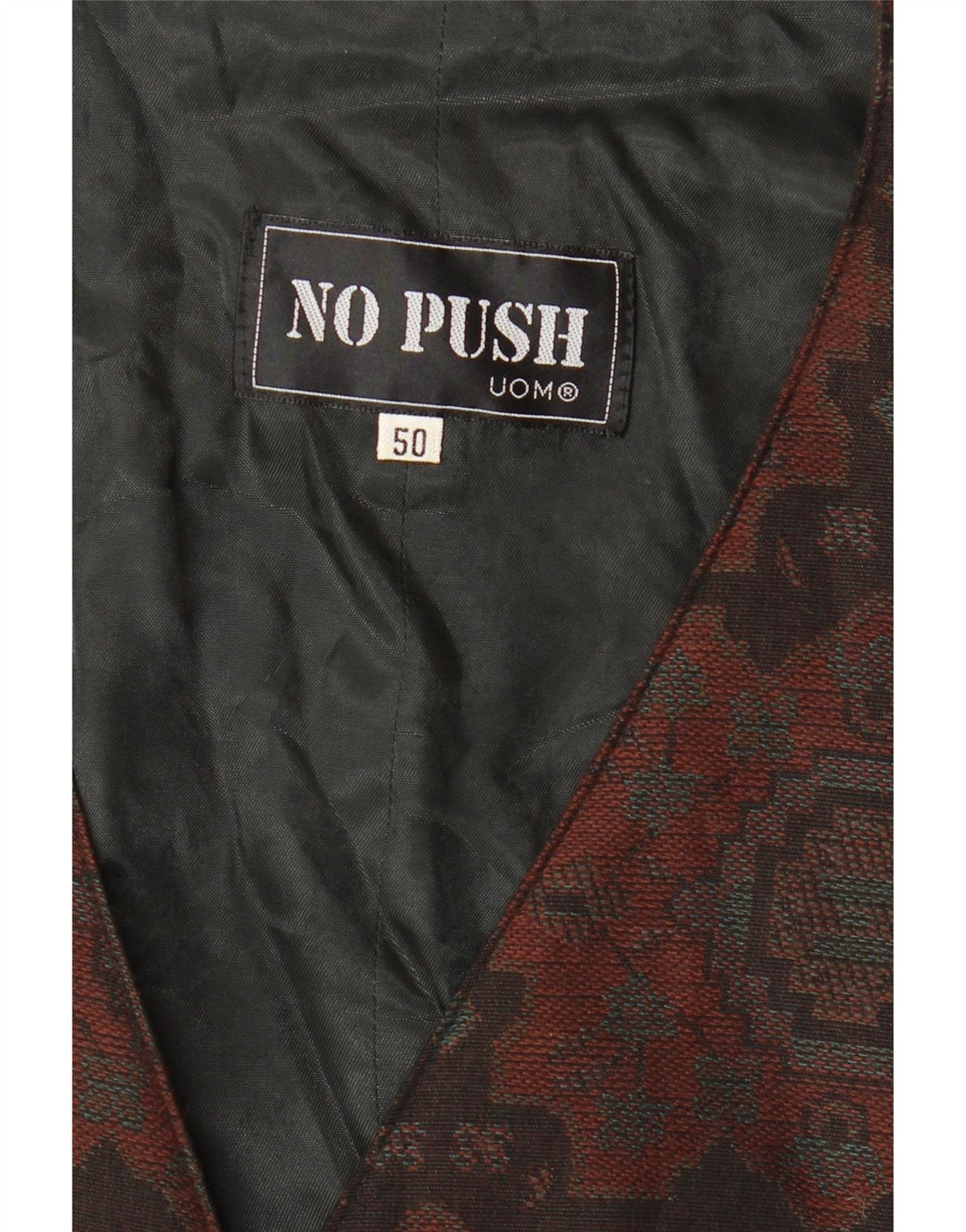 Gilet Vintage da Uomo IT 50 Poliestere Ikat Marrone Medio