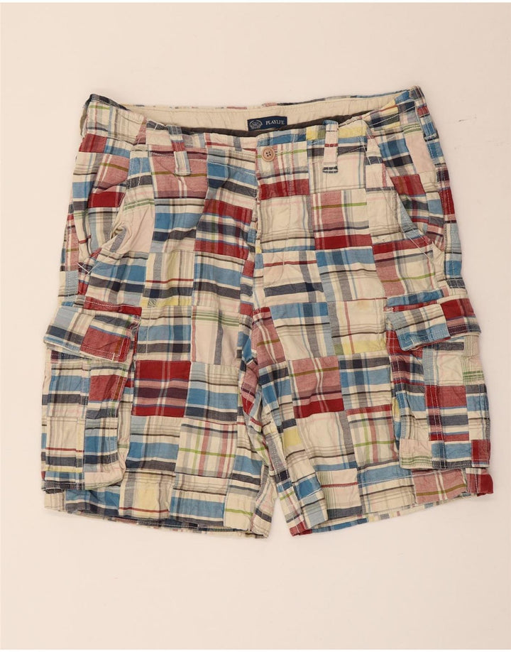 Pantaloncini cargo da uomo Playlife IT 50 Large W36 in cotone a quadri multicolore