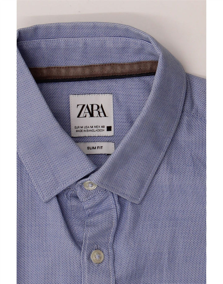 Camicia ZARA Uomo Slim Fit Cotone Blu Medio